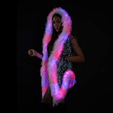 Sequin Jacket – LED Faux-Fur-Coat-Light-Up-Vest-Hoodie Smart-Glowing-Rave-Costume-Clothing-For-Women-Men-Festival-Outfit - Glow-Paradise