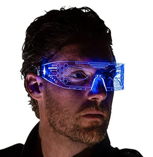 Neon Nightlife LED Light Up Glasses, Multicolor | Cyberpunk Goggles, Rezz Visor Robocop Futuristic Electronic Lights - Glow-Paradise