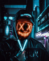 Depointer Halloween Scary Mask Cosplay Led Costume Mask EL Wire Light up Halloween Festival Party(Orange) - Glow-Paradise