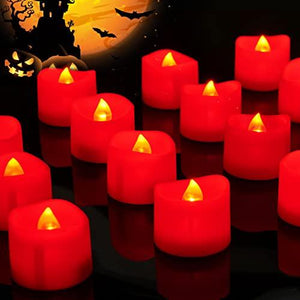 Homemory Flameless Candles, Pack of 24 Flickering LED Tea Light Candles Battery Operated, Red Tea Lights, Batteries Included - Glow-Paradise