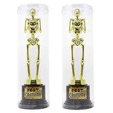 2 Halloween Best Costume Skeleton Trophy for Halloween Skull Party Favor Prizes, Gold Bones Game Awards, Costume Contest Event Trophy, School Classroom Rewards, Treats for Kids, Goodie Bag Fillers - Glow-Paradise
