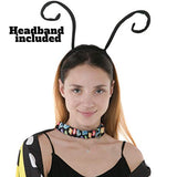 Butterfly Wing Cape Shawl with Lace Mask and Black Velvet Antenna Headband Adult Women Halloween Costume Accessory (Blue) - Glow-Paradise
