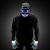 Halloween Scary Mask with LED Gloves Kit, LED Costume Mask EL Wire Light Up Mask for Halloween Costume Festival Cosplay(mix Blue&Purple) - Glow-Paradise