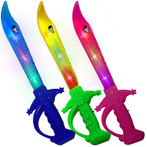 ArtCreativity Light Up Shark Swords for Kids, Halloween Costume Accessories, Halloween Light Up Toys for Kids, Set of 3, 15 Inch Toy Sword with Flashing LED Lights, Great Halloween Toy Sword for Kids - Glow-Paradise