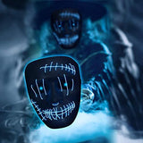 ILEBYGO Halloween Light Up Mask LED Purge Mask Scary Mask with EL Wire 3 Flashing-Modes for Halloween Festival, Party, Cos play (Blue) - Glow-Paradise