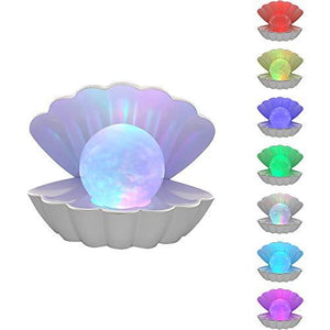 Shell Pearl Beach Themed Night Light, LKUA RGB 8 Colors Changing Mood Shell Pearl Lamps, Bedside LED Clamshell Portable Night Lights for Bar, Family Decoration, Birthday Christmas Valentines Gift - Glow-Paradise