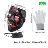 Halloween Scary Mask with LED Gloves Kit, LED Costume Mask EL Wire Light Up Mask for Halloween Costume Festival Cosplay(Pink&Blue) - Glow-Paradise