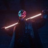 Depointer Halloween Scary Mask Cosplay Led Costume Mask EL Wire Light up Halloween Festival Party,Blue/Red - Glow-Paradise