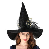 QinYing Black Halloween Costume LED Light Witch Hats for Women Steeple Top with Lamp for Party Black - Glow-Paradise