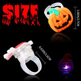 Auney 50 Packs Halloween LED Light Up Rings for Kids, Glow in The Dark Party Supplies Halloween Light up Toys Treat Bag Fillers - Glow-Paradise