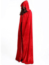 Unisex Full Length Hooded Cloak Adult Velvet Cape Halloween Party Cosplay Costume Cloak ( Red, S (Length: 120cm)) - Glow-Paradise