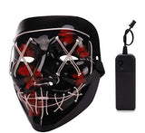 Depointer Halloween Scary Mask Cosplay Led Costume Mask EL Wire Light up Halloween Festival Party(White) - Glow-Paradise