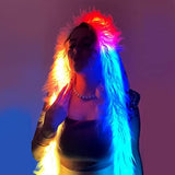 Led Light Up Clothing - Rave Clothes For Women Fuzzy Vest Sequin Disco Jacket Men Fur coat Costume Outfits (Medium) - Glow-Paradise