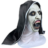 Yaskitao Scary The Nun Mask,Halloween Devil Nun Head Mask Costum Cosplay with Headscarf,Horror Nun Mask Party Props (Black) - Glow-Paradise