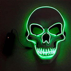 Halloween Mask LED Light up Costumes Scary Mask for Party Supplies Favor (Green skull) - Glow-Paradise