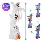 Goosh 10 FT High Halloween Inflatable Overlap Ghost Blow Up Yard Decoration Clearance with LED Lights Built-in for Holiday/Party/Yard/Garden - Glow-Paradise