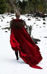 JEGERMIG Velvet Unlined Cape Medieval Vampire Role Play Cloak Halloween Coat Red - Glow-Paradise
