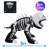 GOOSH 5 Feet Length Halloween Inflatable Puppy Skeleton Dog with Built-in Flashing Red F5 Lights, Blow Up Yard Decoration Clearance with LED Lights Built-in for Holiday/Party/Yard/Garden - Glow-Paradise