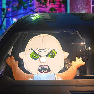 GOOSH 2.6 Foot High Halloween Inflatables Halloween Car Sitting Baby with Build-in LED Light Blow Up Inflatables for Car Decorations, Let People Increase The Fun of Driving, Driving is Not Boring - Glow-Paradise