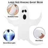 CCINEE Peek A Boo Hanging Ghost with White Lights 50" X 53" Prelit Large Spooky Outdoor Tree Wrap Ghost Decoration for Halloween Party Lawn Patio Haunted House Props Supply - Glow-Paradise