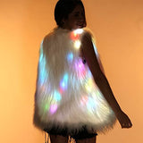 Led Coat Jacket - Women-Light-Up-Vest Furry-Faux-Fur-Waistcoat Glowing White Fuzzy Burning Man Costumes, Rave Wear Clothes Festival Outfit (LED Vest -Medium) - Glow-Paradise
