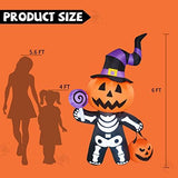 GOOSH 6 FT Height Halloween Inflatable Outdoor Pumpkin with Skull Body, Blow Up Yard Decoration Clearance with LED Lights Built-in for Holiday/Party/Yard/Garden - Glow-Paradise
