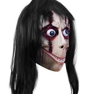 Molezu Horror Devil Mask with Long Hair,Scary Challenge Games Evil Costume Halloween Creepy Cosplay Party Decoration Props (C)… - Glow-Paradise
