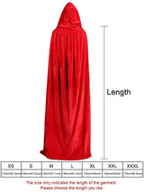 Unisex Full Length Hooded Cloak Adult Velvet Cape Halloween Party Cosplay Costume Cloak ( Red, S (Length: 120cm)) - Glow-Paradise