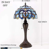 WERFACTORY Tiffany Style Table Lamp Blue Purple Cloud Stained Glass Bedside Antique Luxurious Desk Reading Light 12X12X22 Inches Decor Bedroom Living Room Home Office (LED Bulb Included) S558 Series - Glow-Paradise