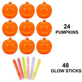 JOYIN 24 Pcs Halloween Pumpkin Shells with 48 Pcs Glow Sticks (Total 72) for Halloween Party Favors, Glow in the Dark, Halloween Light Up Party Supplies, Halloween Party Decorations - Glow-Paradise