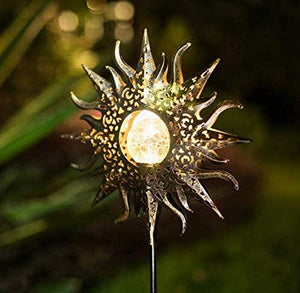 TAKE ME Sun Solar Lights Garden Outdoor,Waterproof Metal Decorative Stakes for Walkway,Yard,Lawn,Patio - Glow-Paradise