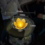 Huaxu Solar Lights Outdoor Garden Decor , Amber Crackle Globe Glass Lotus Decoration,Waterproof Gray Metal Flower Light for Patio,Lawn,Walkway,Tabletop,Ground - Glow-Paradise