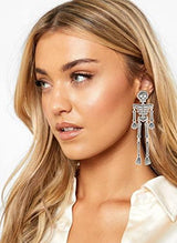 White Skeleton Halloween Earring for Women, Skull Halloween Drop Earrings 9.7cm - Glow-Paradise