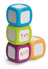 hand2mind Plastic Small Write-On/Wipe-Off Dice for Kids Ages 5-8, Dry Erase Surface On All Sides, Draw Letters, Numbers, and Numeral Operations, 4-Color Dice Measures 2-Inches (Pack of 4) - Glow-Paradise