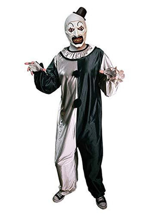Trick Or Treat Studios Terrifier Art The Clown Costume for Adults, Standard Size, with Jumpsuit and Fingerless Gloves White - Glow-Paradise