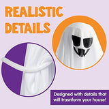 JOYIN 2 pcs Light Up White Hanging Ghost with White LED Lights, 35.4” Hanging Flying Ghost for Halloween Outdoor Yard Tree Porch, Haunted House Decoration - Glow-Paradise