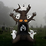 GOOSH 8FT Halloween Inflatable Outdoor Dead Tree with Six White Ghosts, Blow Up Yard Decoration Clearance with LED Lights Built-in for Holiday/Party/Yard/Garden - Glow-Paradise