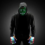 Halloween Scary Mask with LED Gloves Kit, LED Costume Mask EL Wire Light Up Mask for Halloween Costume Festival Cosplay - Glow-Paradise