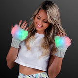 Light Up Fuzzy Fingerless LED Glow Gloves - Glow-Paradise