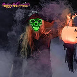 Skull Mask Scary Halloween Mask for Halloween Light Up Skull Mask Festival Party with 3 Flash Modes Green - Glow-Paradise