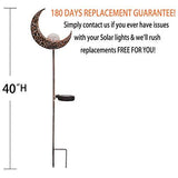 Homeimpro Garden Solar Lights Pathway Outdoor Moon Crackle Glass Globe Stake Metal Lights,Waterproof Warm White LED for Lawn,Patio or Courtyard (Bronze) - Glow-Paradise