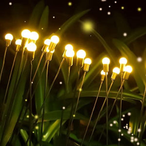 Solar Firefly Lights 2 Pack, Starburst Swaying Solar Creative Garden Lights Outdoor Waterproof, Fluttering by Wind Garden Solar Lights Decorative for Landscape Patio Yard Pathway - Glow-Paradise