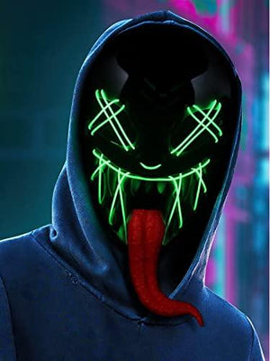 Halloween Scary LED Mask Light Up Mask for Women Men Festival Monster Cosplay Halloween Red Green Blue Neon Costume - Glow-Paradise
