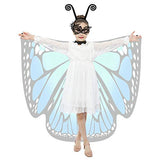 Butterfly Wings for Kids Butterfly Shawl Fairy Girl Cape Nymph Pixie Costume Halloween Accessory Children Size (Sky Blue c) - Glow-Paradise