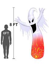 [Rotating Flame] 8 Foot Giant Halloween Inflatables Flame Ghosts Blow Up with Rotating LED Lights Halloween Decorations Outdoor Yard Lawn Garden Home Holiday Decor (6 Stakes 2 Tethers 2 Weight Bags) - Glow-Paradise