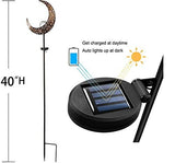 TOMBABY Solar Moon Garden Lights Crackle Glass Globe Moon Metal Yard Stake Lights,Waterproof Warm White F3 LED for Lawn, Pathway, Patio or Courtyard - Glow-Paradise