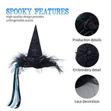 QinYing Halloween Costume Witch Hats for Women Steeple Top with LED Lights for Party (Black Polka Dots) - Glow-Paradise