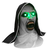 The Nun Led Mask, Halloween Led Costumes Devil Nun Head Mask with Headscarf, Adult Woman Horror Nun Mask Party Props (Green) - Glow-Paradise
