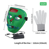 Halloween Scary Mask with LED Gloves Kit, LED Costume Mask EL Wire Light Up Mask for Halloween Costume Festival Cosplay - Glow-Paradise