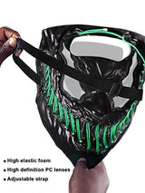 Venobat Halloween Mask LED Light Up Mask for Adults Kids - Cool Neon Glow Mask with Dark and Evil Glowing Eyes 3 Lighting Modes El Wire for Festival Cosplay Halloween Costume (Green) - Glow-Paradise